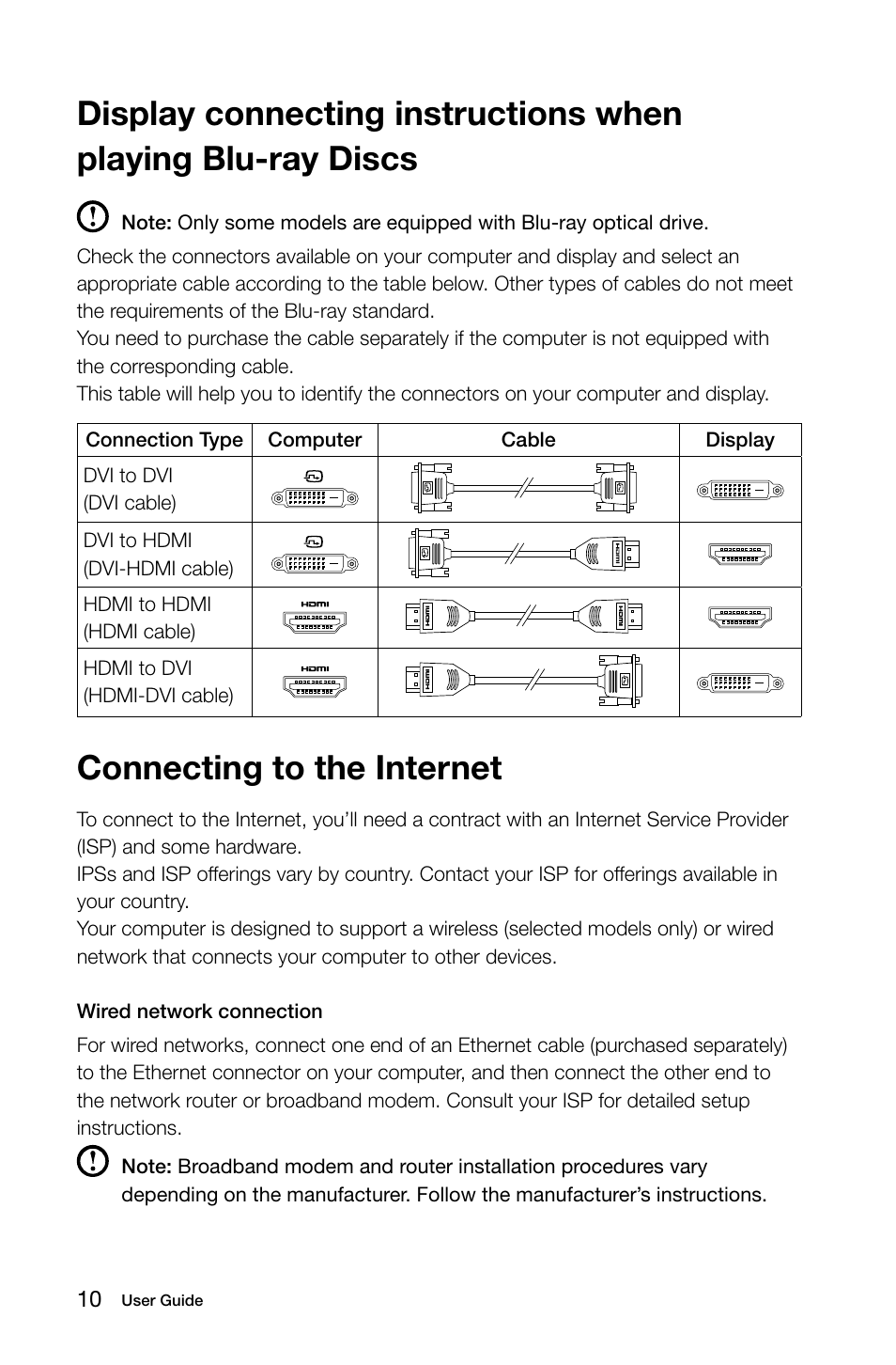 Connecting to the internet | Lenovo H30-00 Desktop User Manual | Page 15 / 61