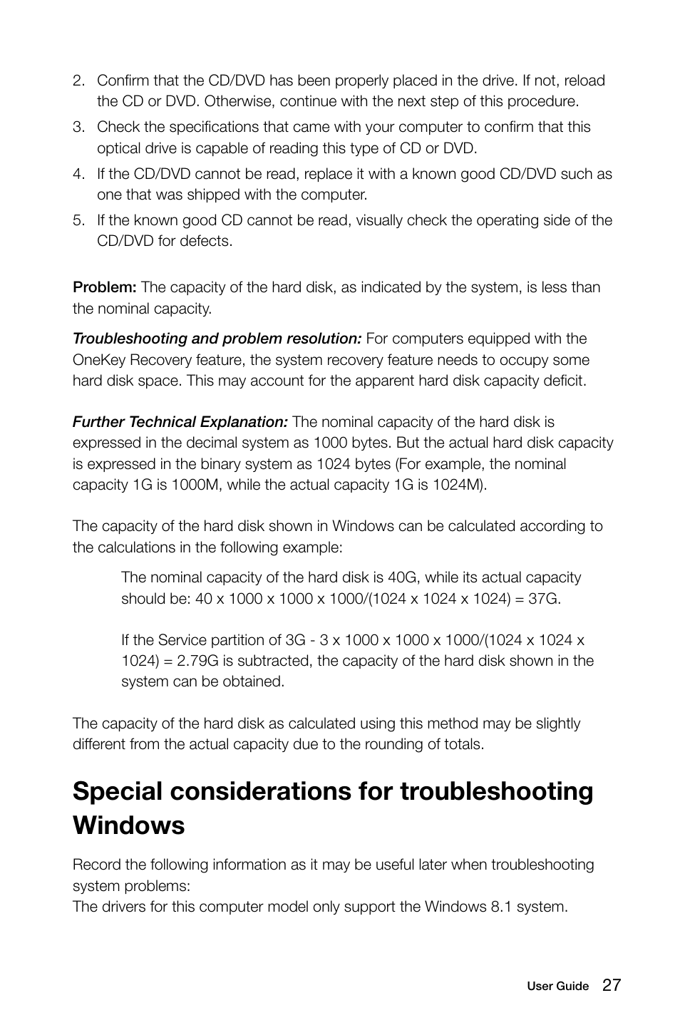 Special considerations for troubleshooting windows | Lenovo H30-00 Desktop User Manual | Page 32 / 61