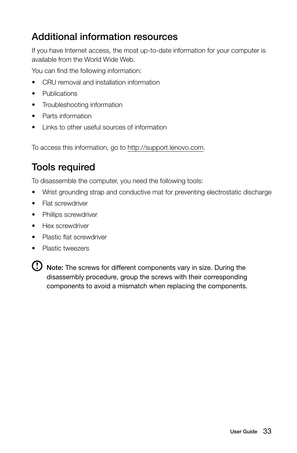 Additional information resources, Tools required | Lenovo H30-00 Desktop User Manual | Page 38 / 61