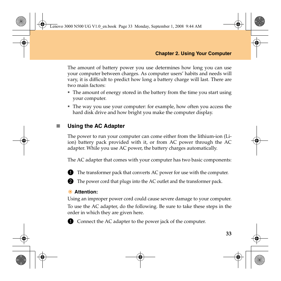 Lenovo N500 Notebook User Manual | Page 41 / 148