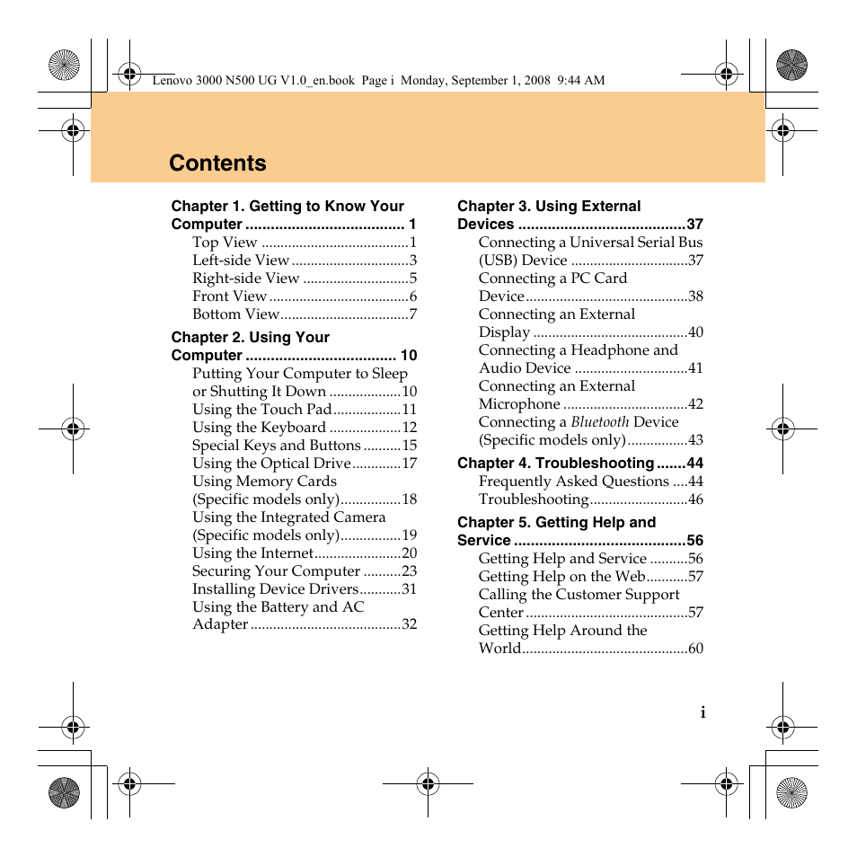 Lenovo N500 Notebook User Manual | Page 7 / 148