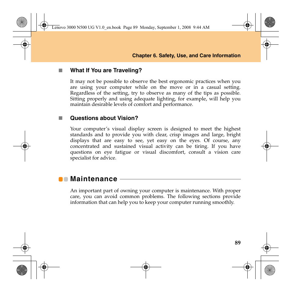 Maintenance | Lenovo N500 Notebook User Manual | Page 97 / 148