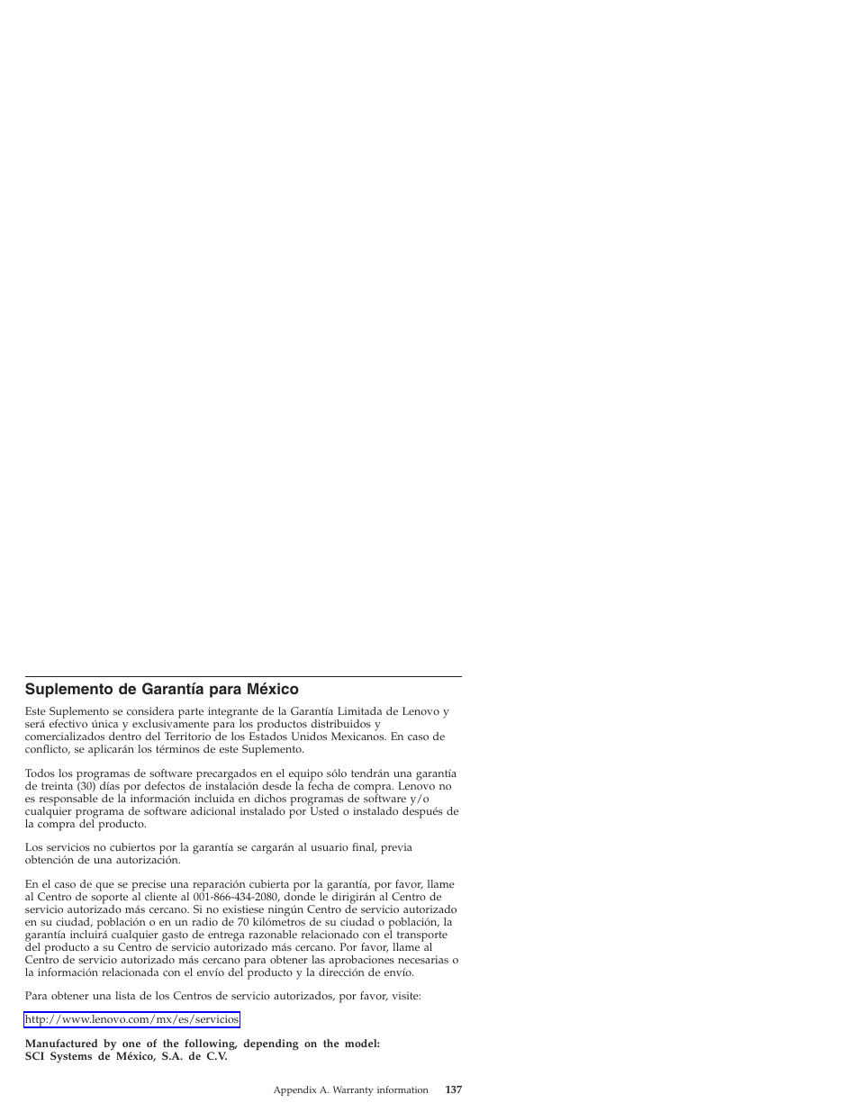 Suplemento de garantía para méxico, Suplemento, Garantía | Para, México | Lenovo IdeaPad S10 User Manual | Page 145 / 180