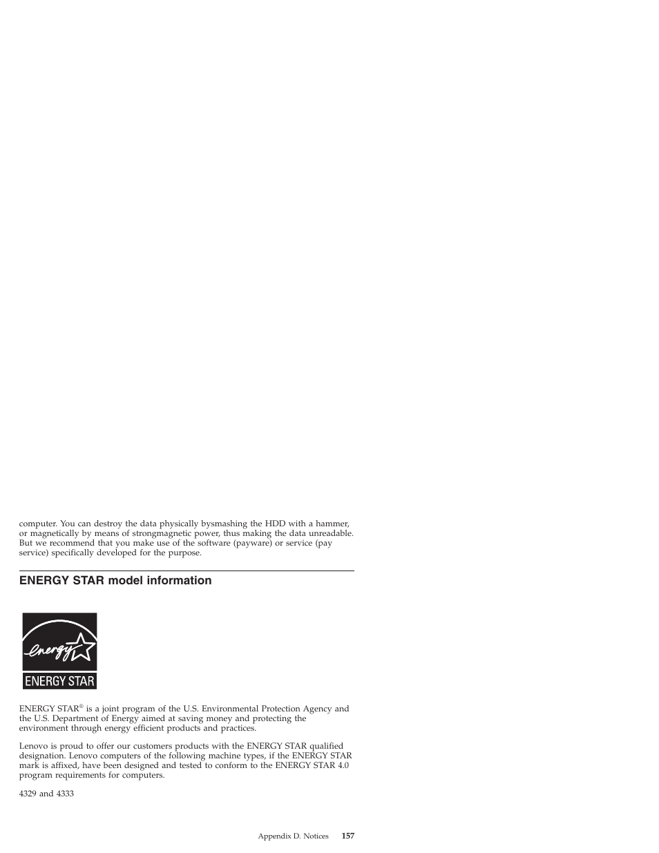 Energy star model information, Energy, Star | Model, Information | Lenovo IdeaPad S10 User Manual | Page 165 / 180