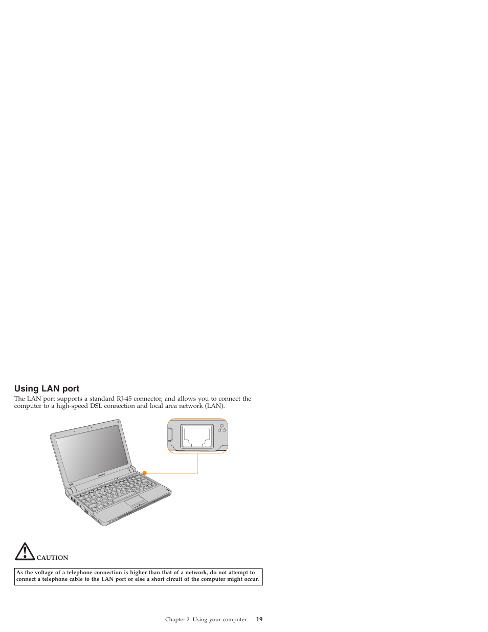 Using lan port, Using, Port | Lenovo IdeaPad S10 User Manual | Page 27 / 180