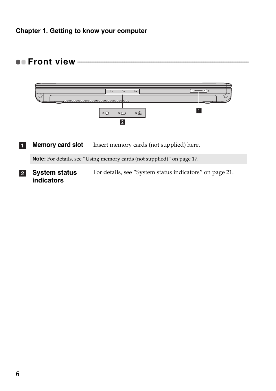 Front view | Lenovo IdeaPad Z585 Notebook User Manual | Page 10 / 54