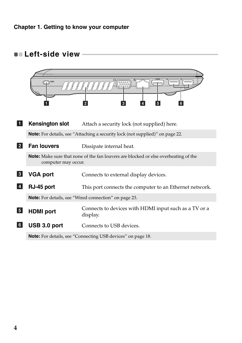 Left-side view | Lenovo IdeaPad Z585 Notebook User Manual | Page 8 / 54