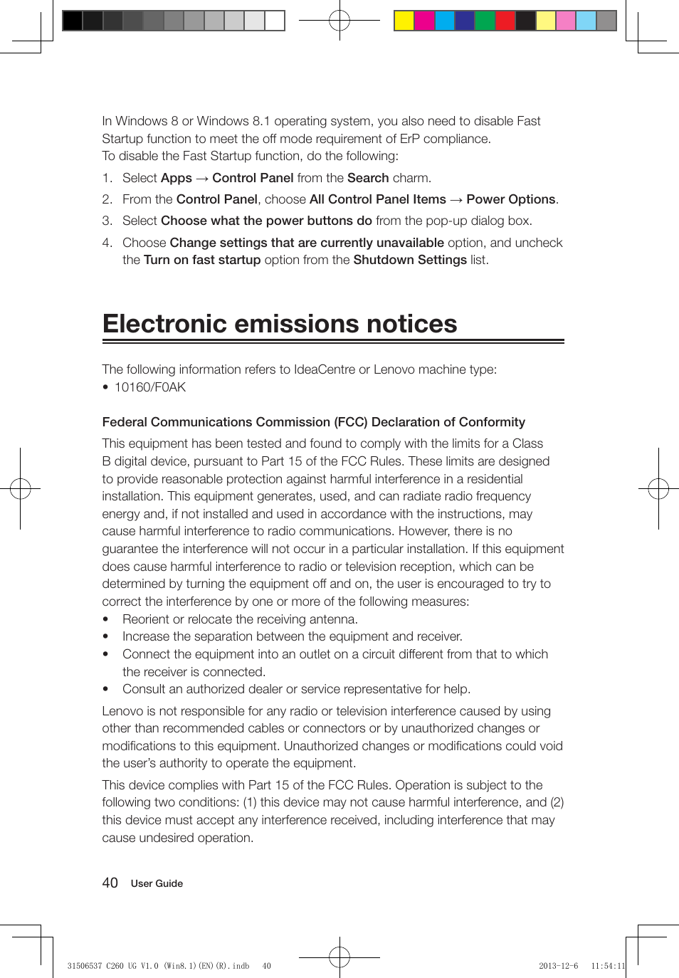Electronic emissions notices | Lenovo C260 Touch All In One User Manual | Page 45 / 47