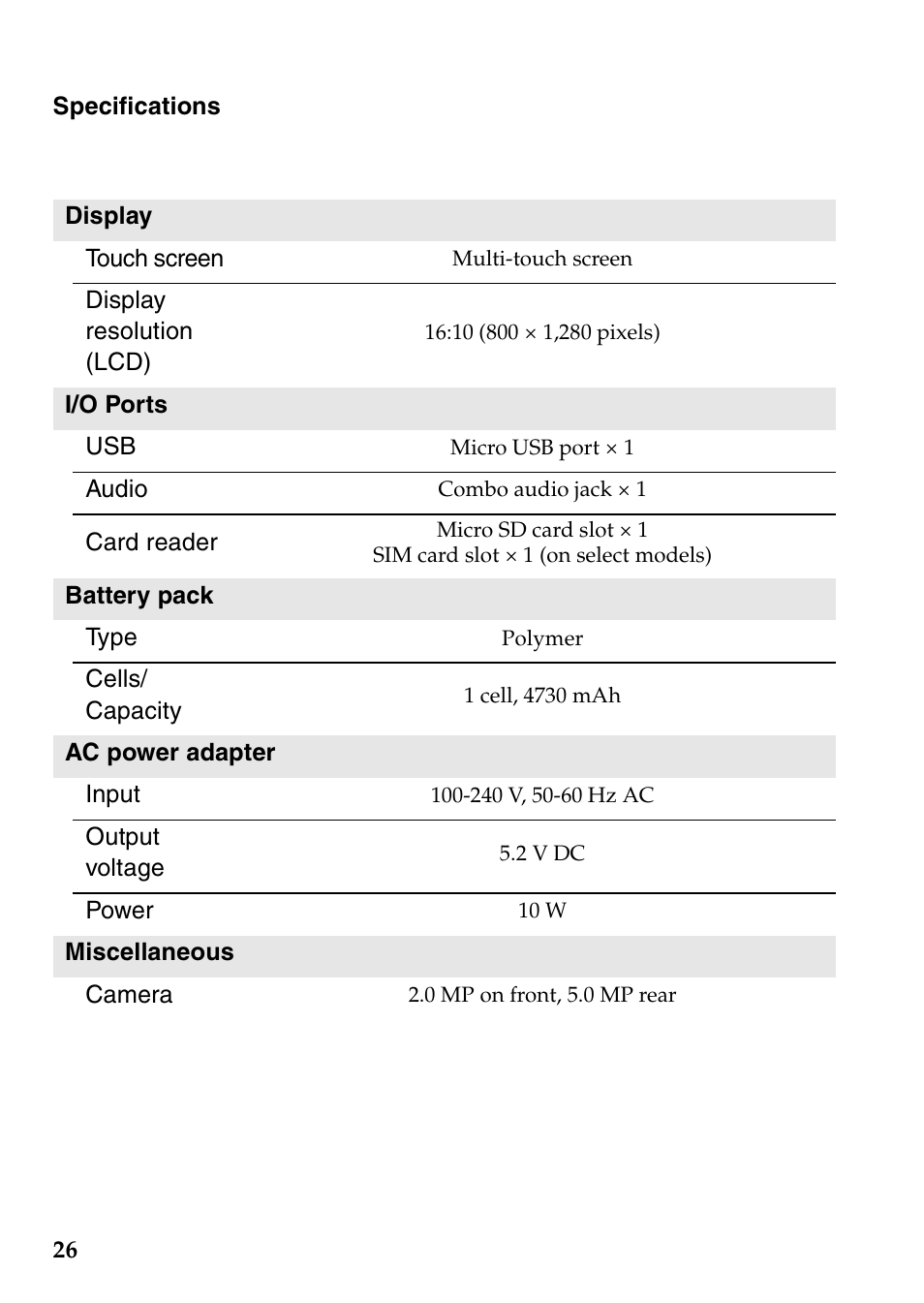 Lenovo Miix 2 8 Tablet Lenovo User Manual | Page 26 / 27