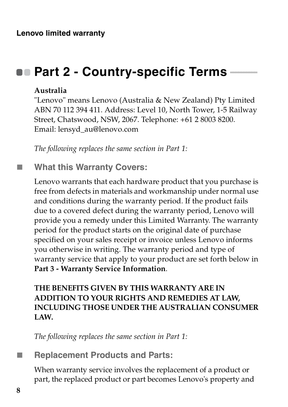 Part 2 - country-specific terms | Lenovo Miix 2 8 Tablet Lenovo User Manual | Page 8 / 27