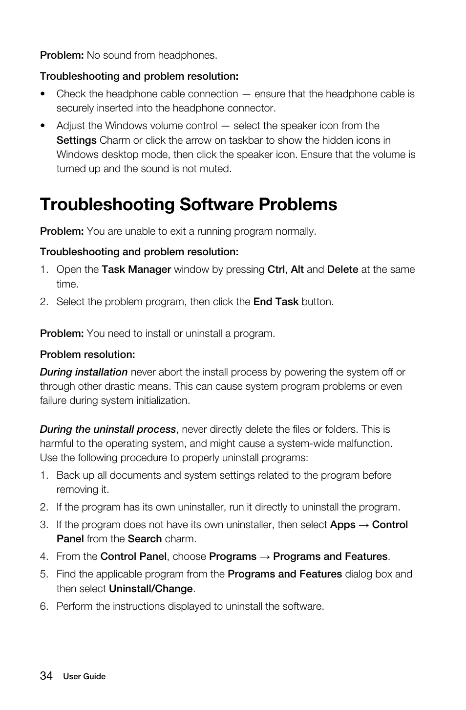 Troubleshooting software problems | Lenovo B50-30 Touch All-in-One User Manual | Page 39 / 59