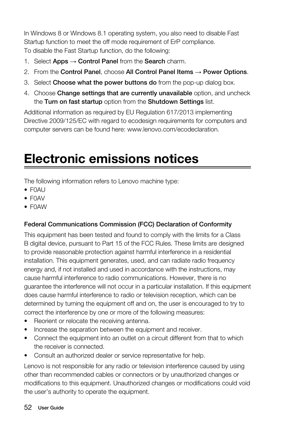 Electronic emissions notices | Lenovo B50-30 Touch All-in-One User Manual | Page 57 / 59