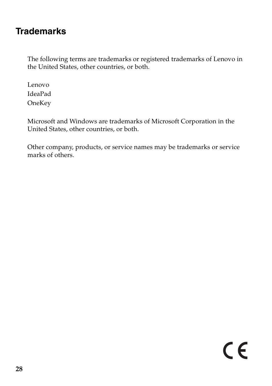 Trademarks | Lenovo IdeaPad S500 Touch Notebook User Manual | Page 34 / 36