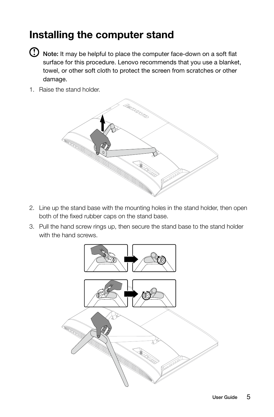 Installing the computer stand | Lenovo C360 All-in-One User Manual | Page 10 / 61