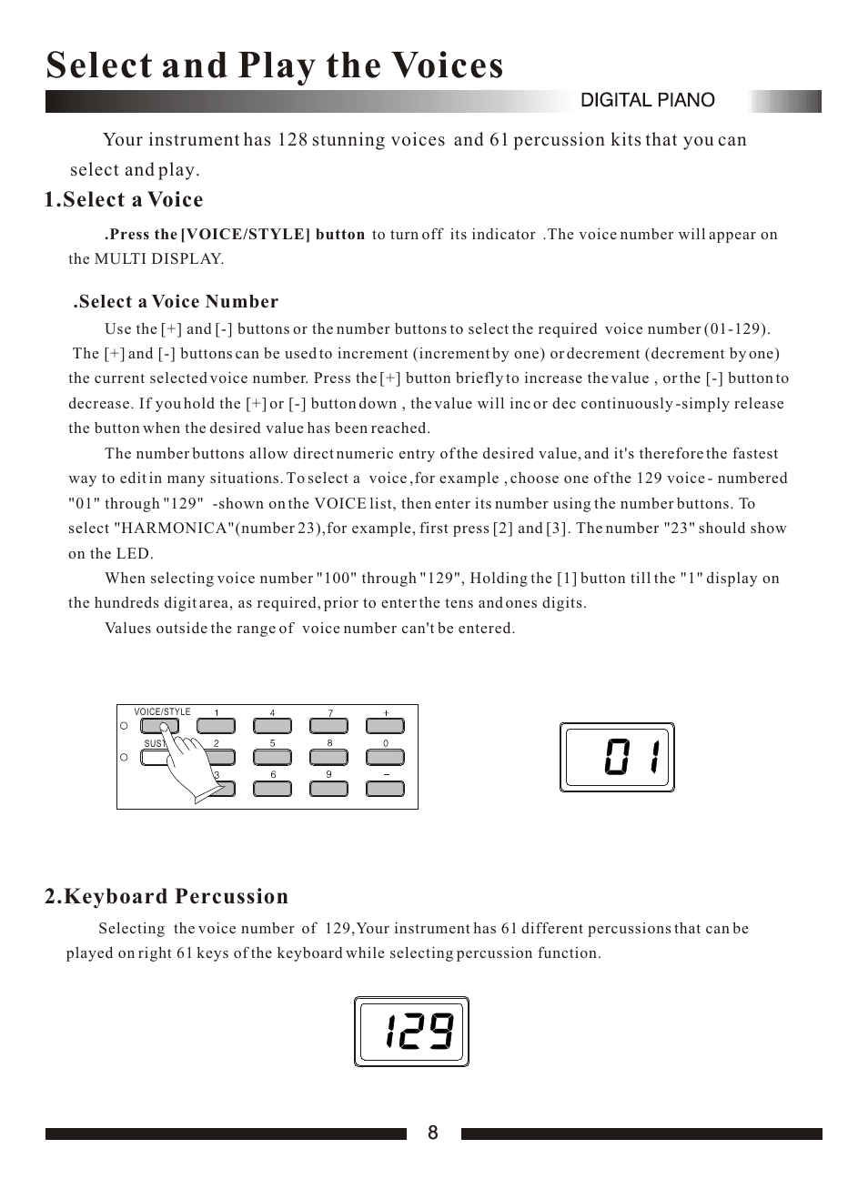 Т³гж 10, Select and play the voices, Select a voice | Keyboard percussion | Adagio Teas PDP100 User Manual | Page 10 / 26