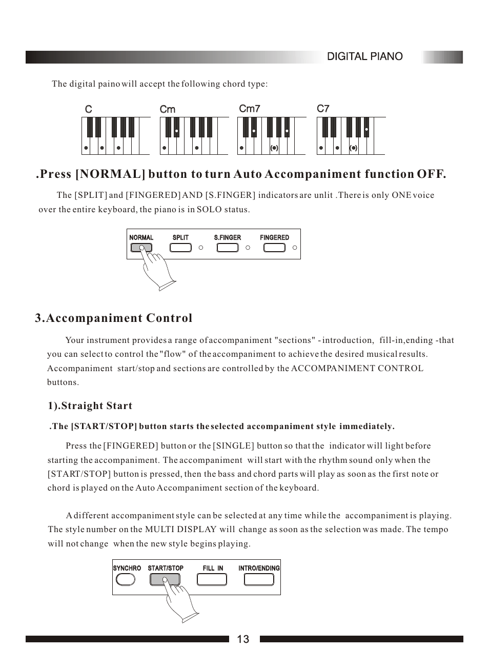 Т³гж 15, Accompaniment control, 1).straight start | Adagio Teas PDP100 User Manual | Page 15 / 26