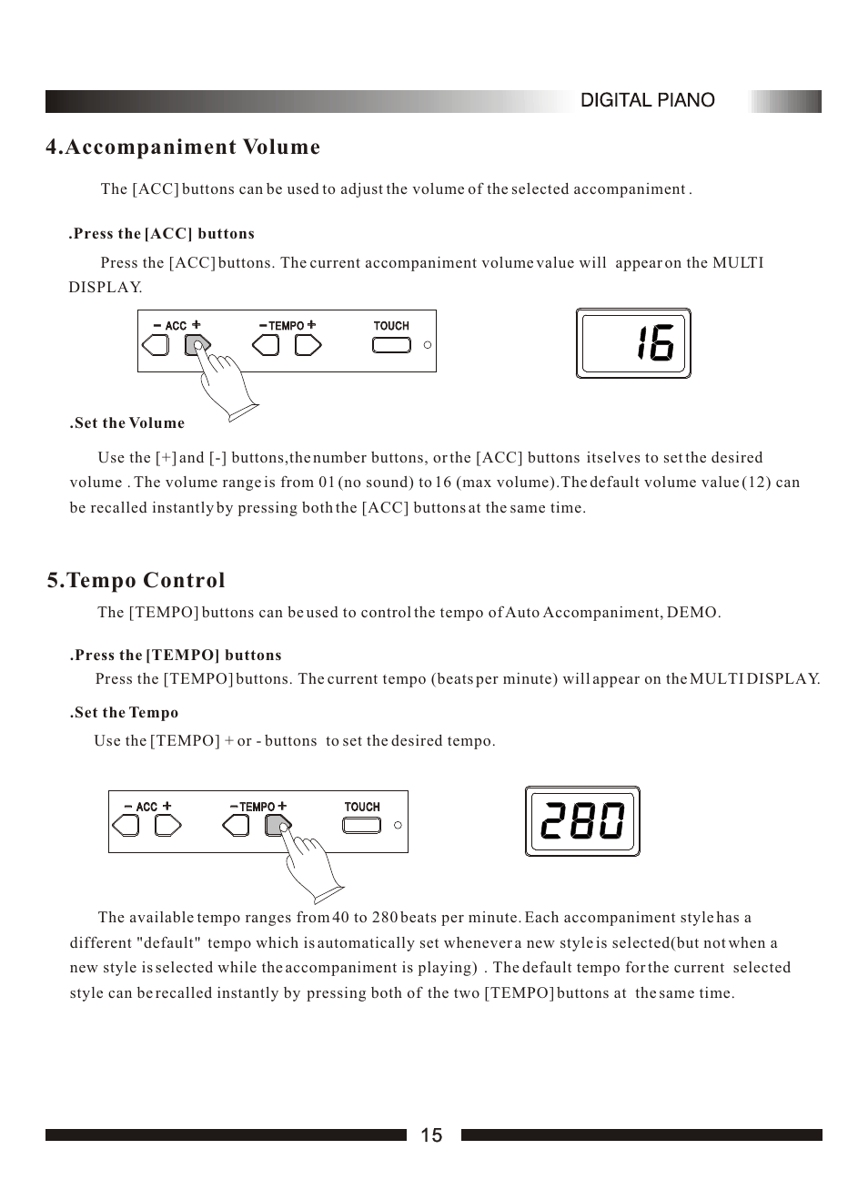 Т³гж 17, Accompaniment volume, Tempo control | Adagio Teas PDP100 User Manual | Page 17 / 26