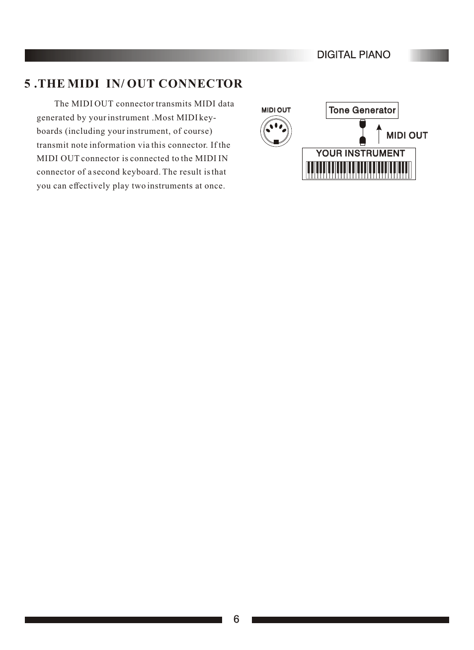 Т³гж 8, 5 .the midi in/ out connector | Adagio Teas PDP100 User Manual | Page 8 / 26