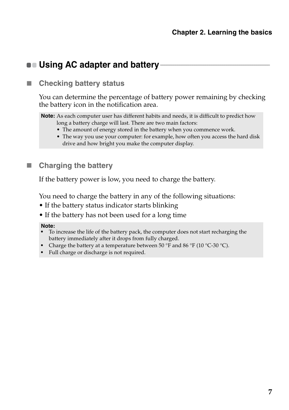 Using ac adapter and battery | Lenovo IdeaPad S200 User Manual | Page 11 / 45