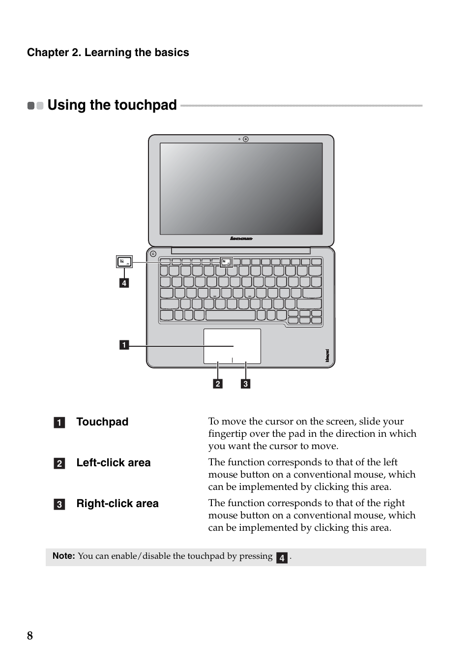 Using the touchpad | Lenovo IdeaPad S200 User Manual | Page 12 / 45