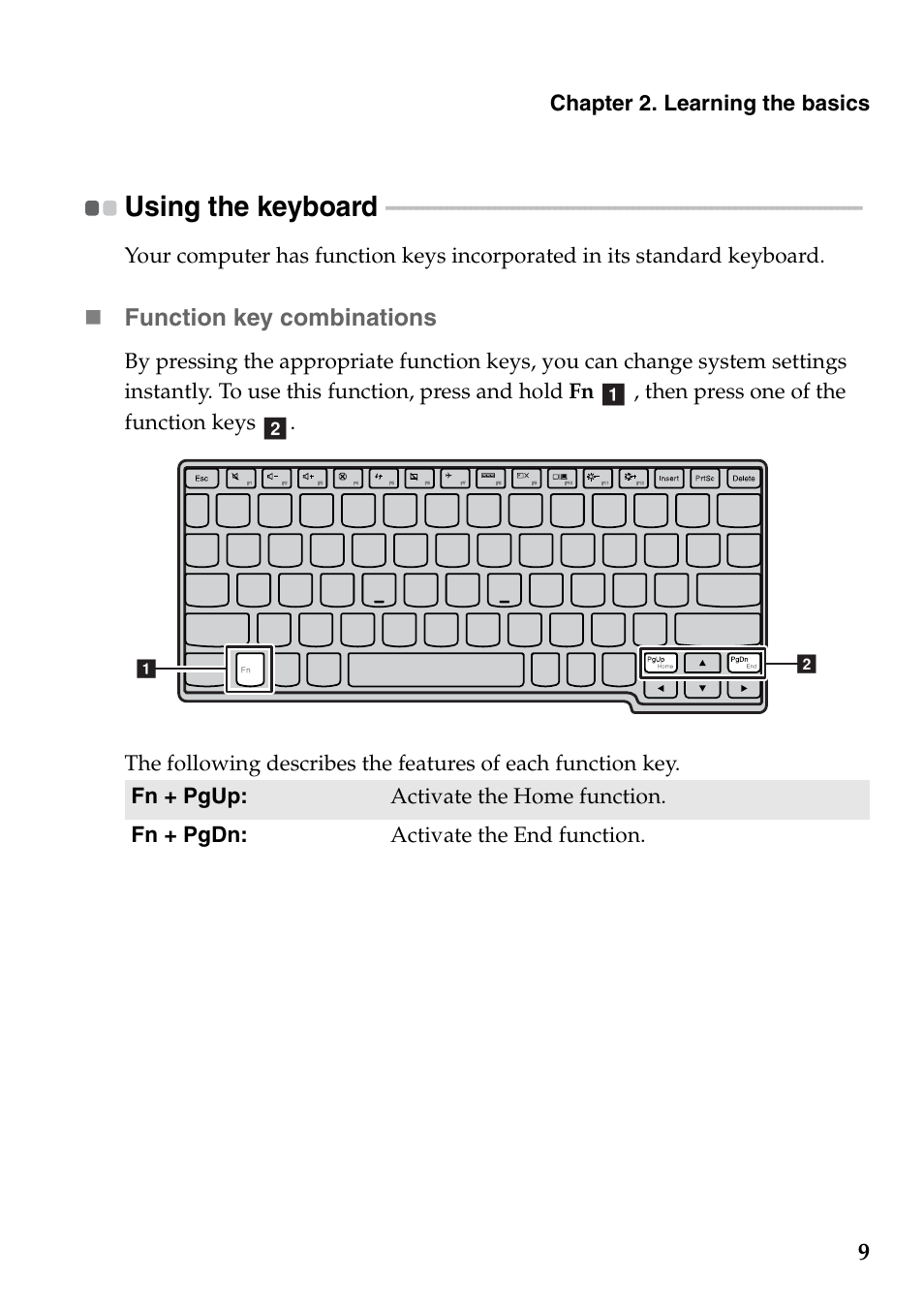 Using the keyboard | Lenovo IdeaPad S200 User Manual | Page 13 / 45