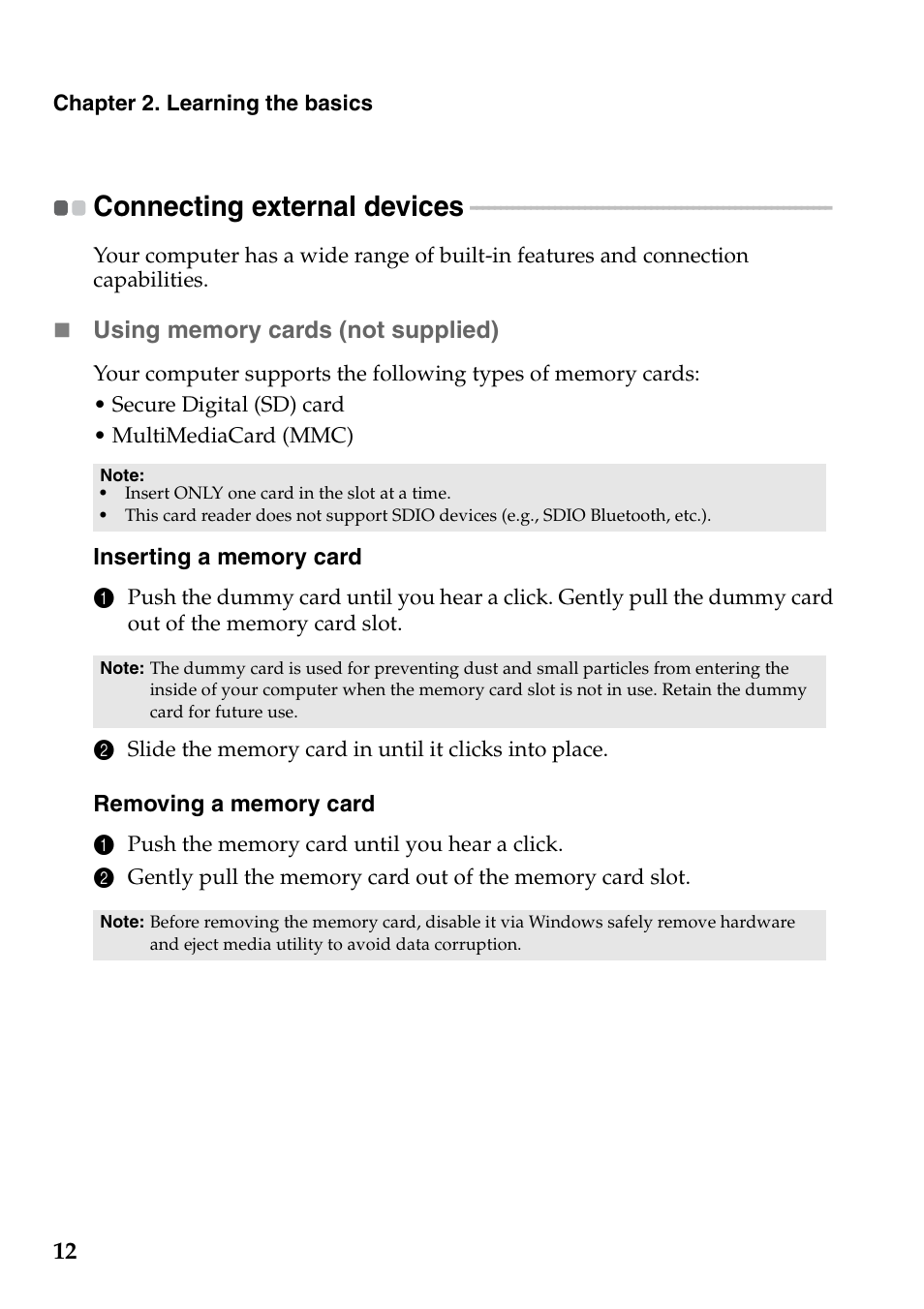 Connecting external devices | Lenovo IdeaPad S200 User Manual | Page 16 / 45