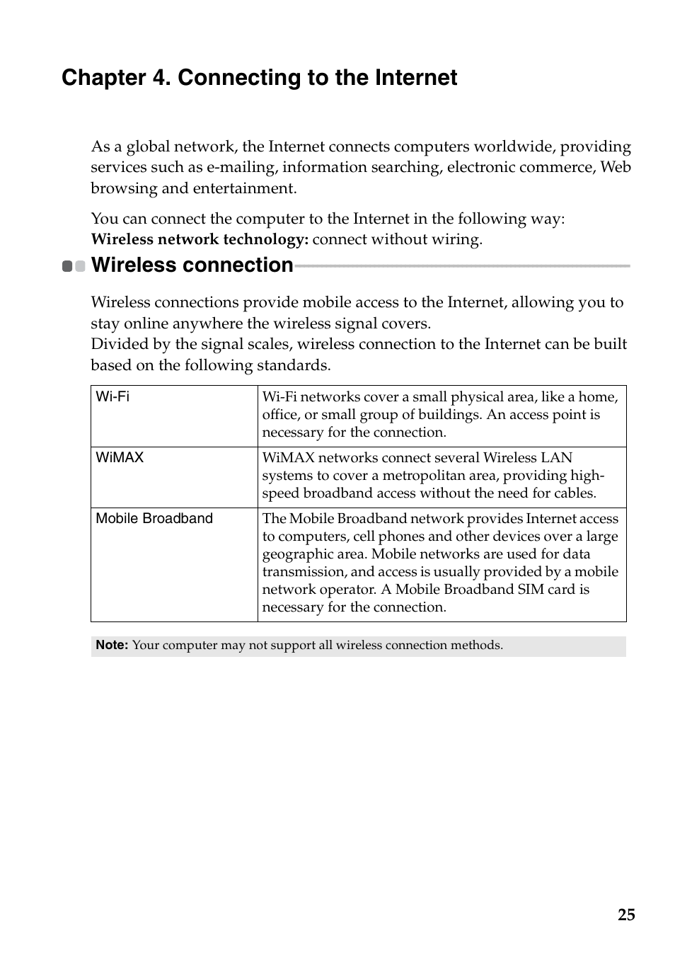 Chapter 4. connecting to the internet, Wireless connection | Lenovo IdeaPad S200 User Manual | Page 29 / 45