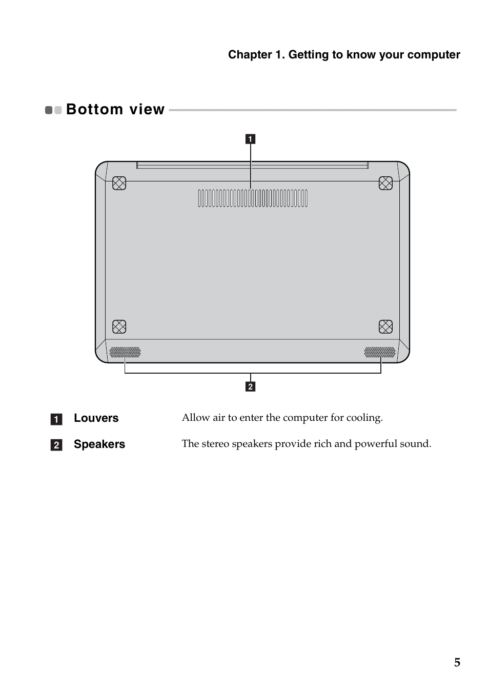 Bottom view | Lenovo IdeaPad S200 User Manual | Page 9 / 45