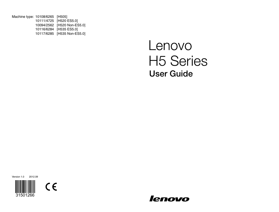 Lenovo H505 Desktop User Manual | 59 pages