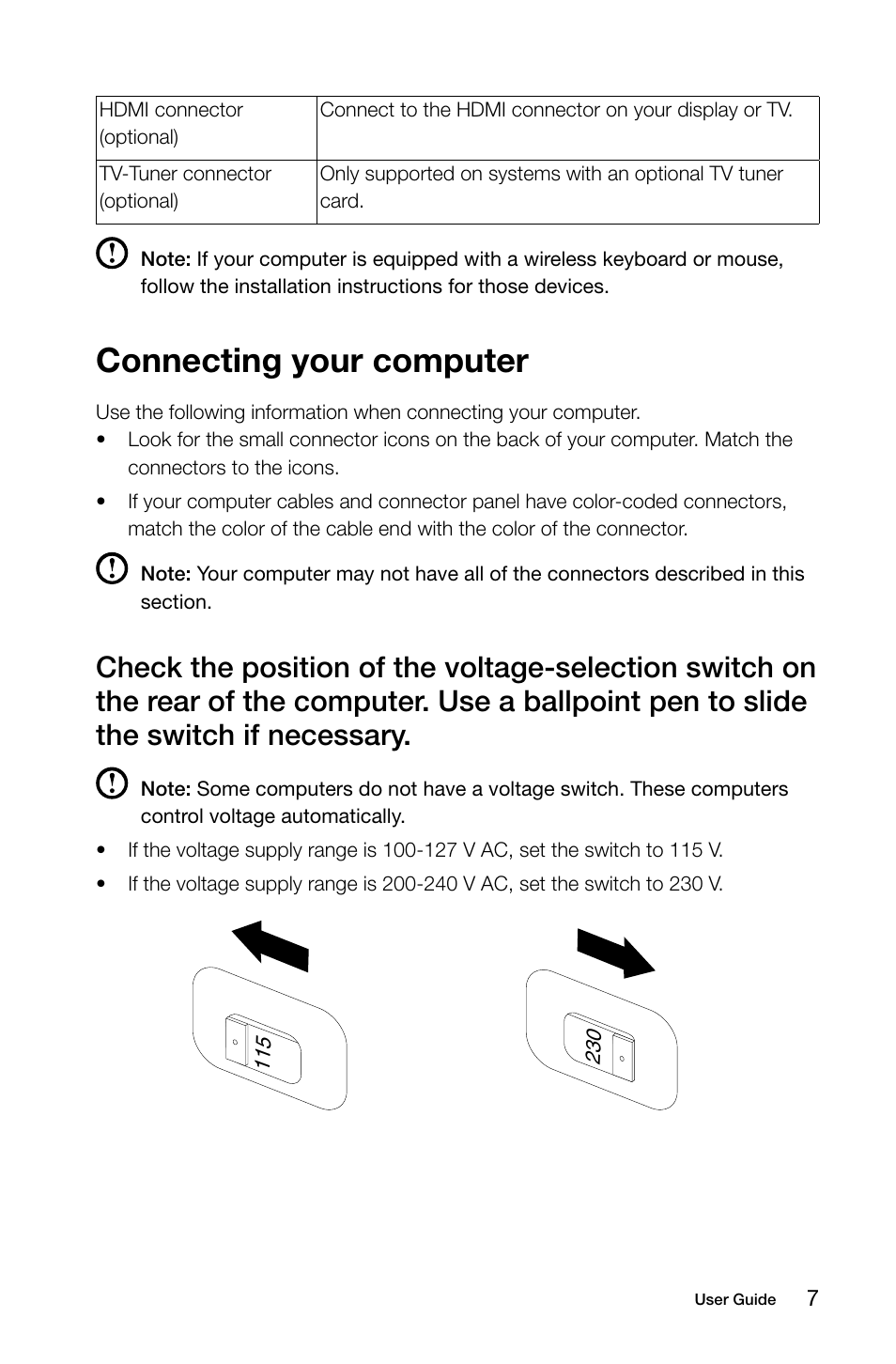 Connecting your computer | Lenovo H505 Desktop User Manual | Page 12 / 59