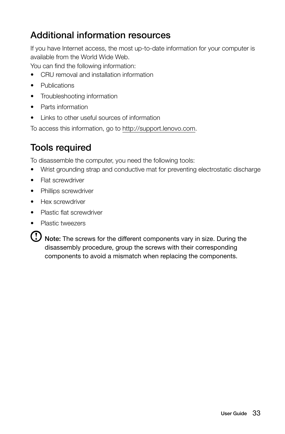 Additional information resources, Tools required | Lenovo H505 Desktop User Manual | Page 38 / 59