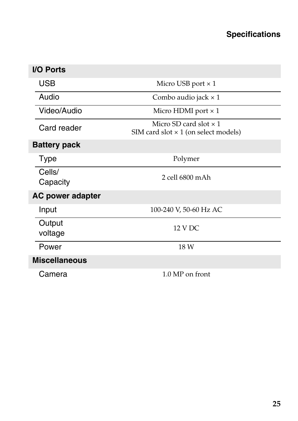 Lenovo Miix 10 Tablet IdeaPad User Manual | Page 25 / 26