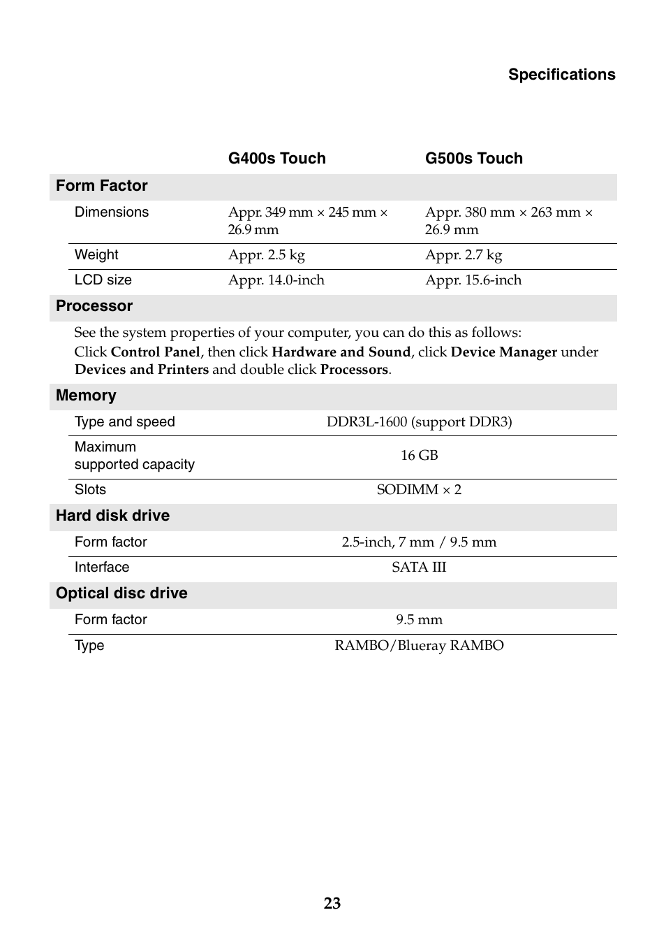 Lenovo G500s Touch Notebook User Manual | Page 23 / 26