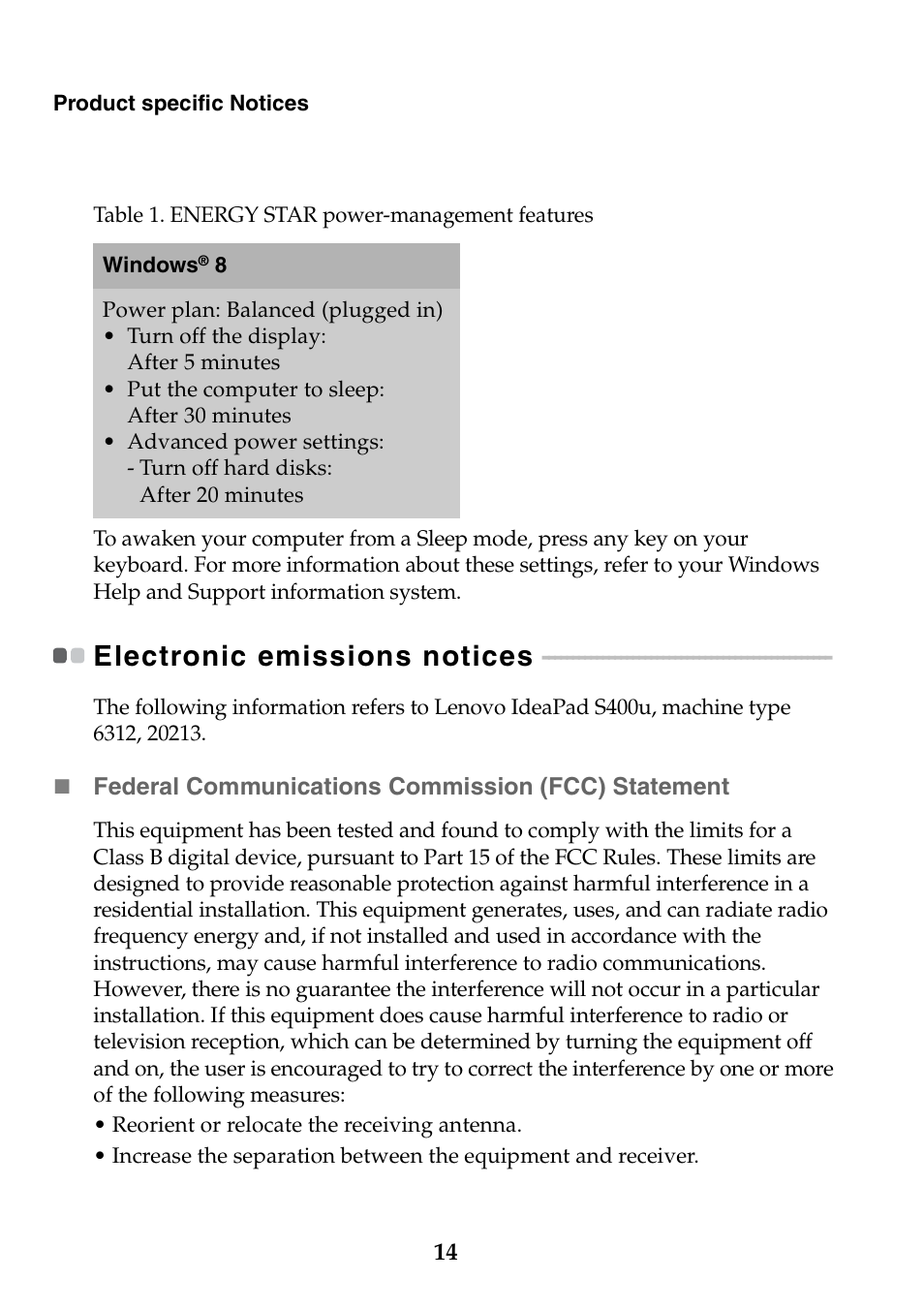 Electronic emissions notices | Lenovo IdeaPad S400u Notebook User Manual | Page 14 / 20