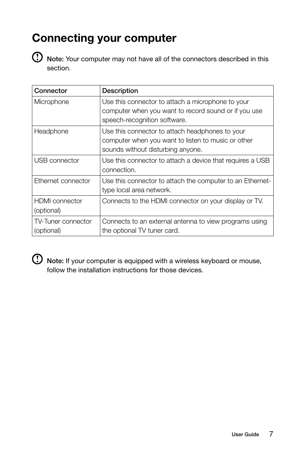 Connecting your computer | Lenovo C445 All-in-One User Manual | Page 12 / 49