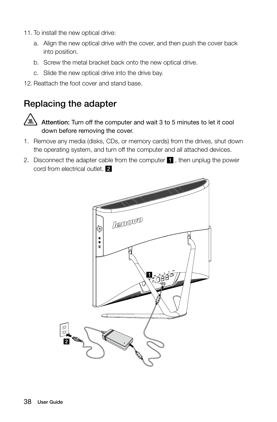 Replacing the adapter | Lenovo C445 All-in-One User Manual | Page 43 / 49