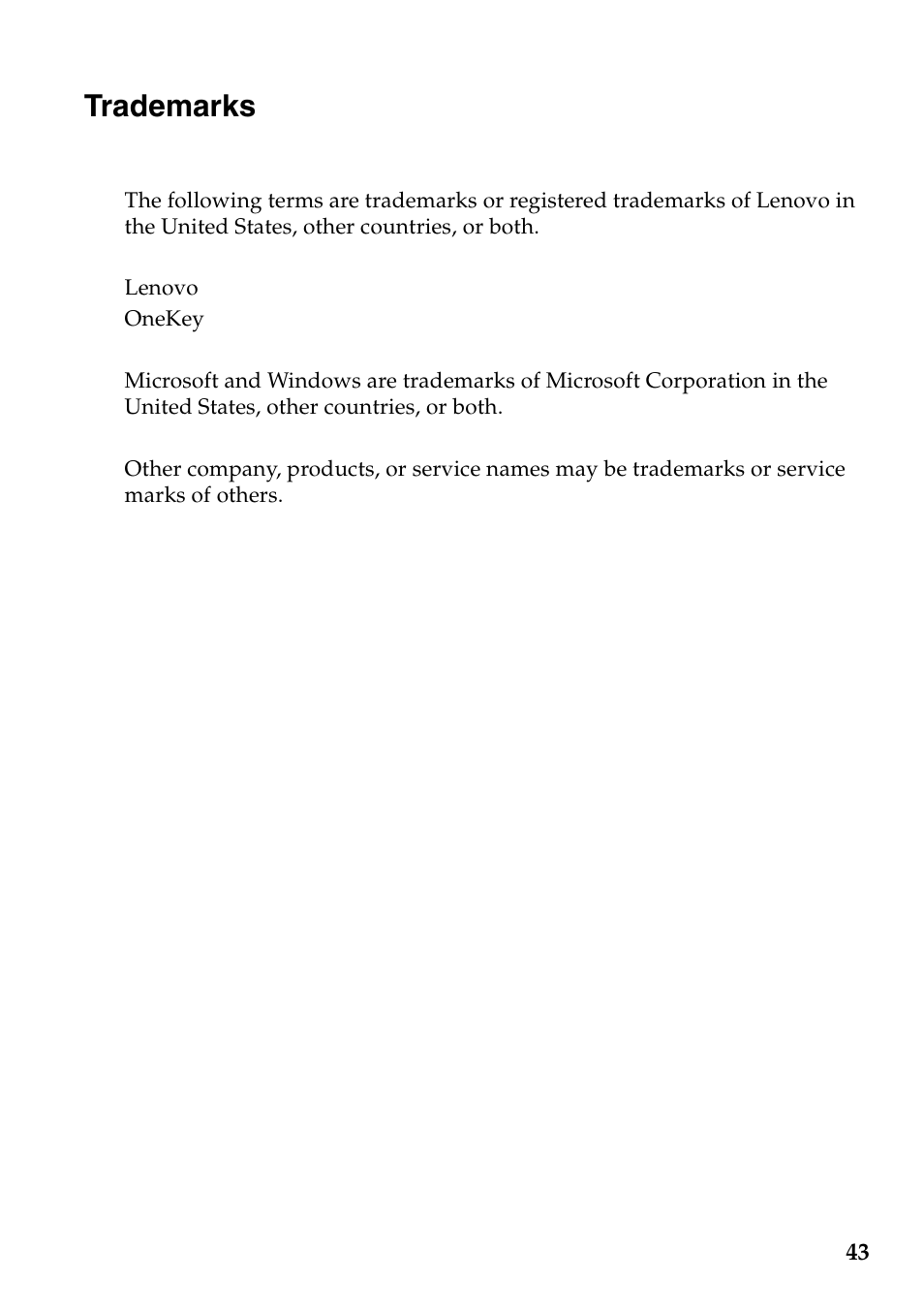 Trademarks | Lenovo G500s Touch Notebook User Manual | Page 47 / 48