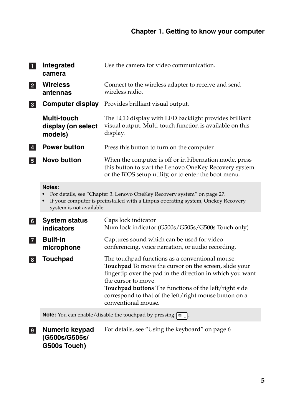 Lenovo G500s Touch Notebook User Manual | Page 9 / 48