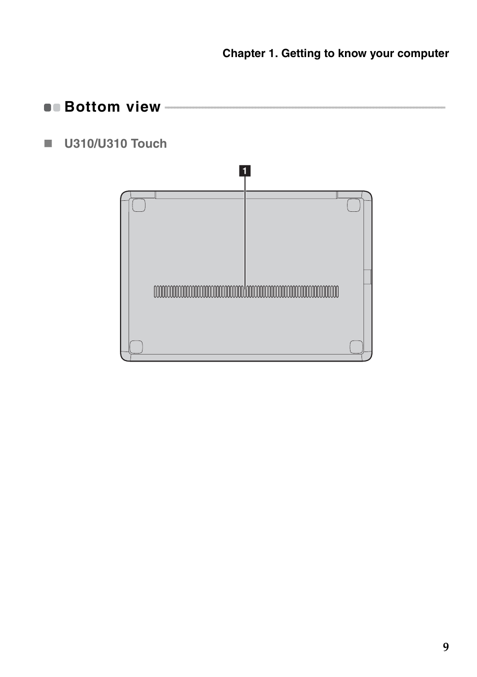 Bottom view | Lenovo IdeaPad U310 Touch Notebook User Manual | Page 13 / 52
