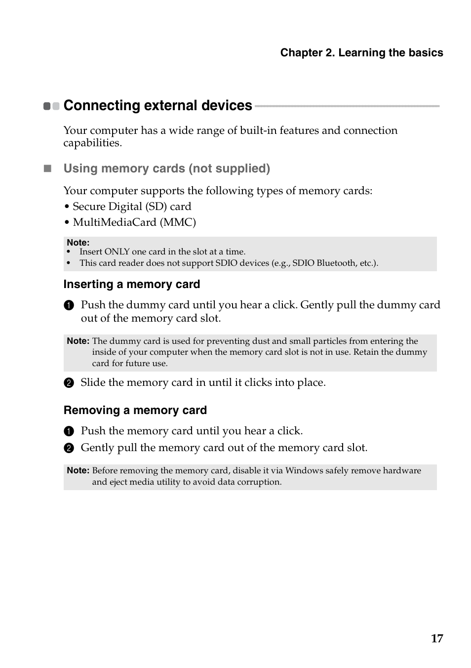 Connecting external devices | Lenovo IdeaPad U310 Touch Notebook User Manual | Page 21 / 52