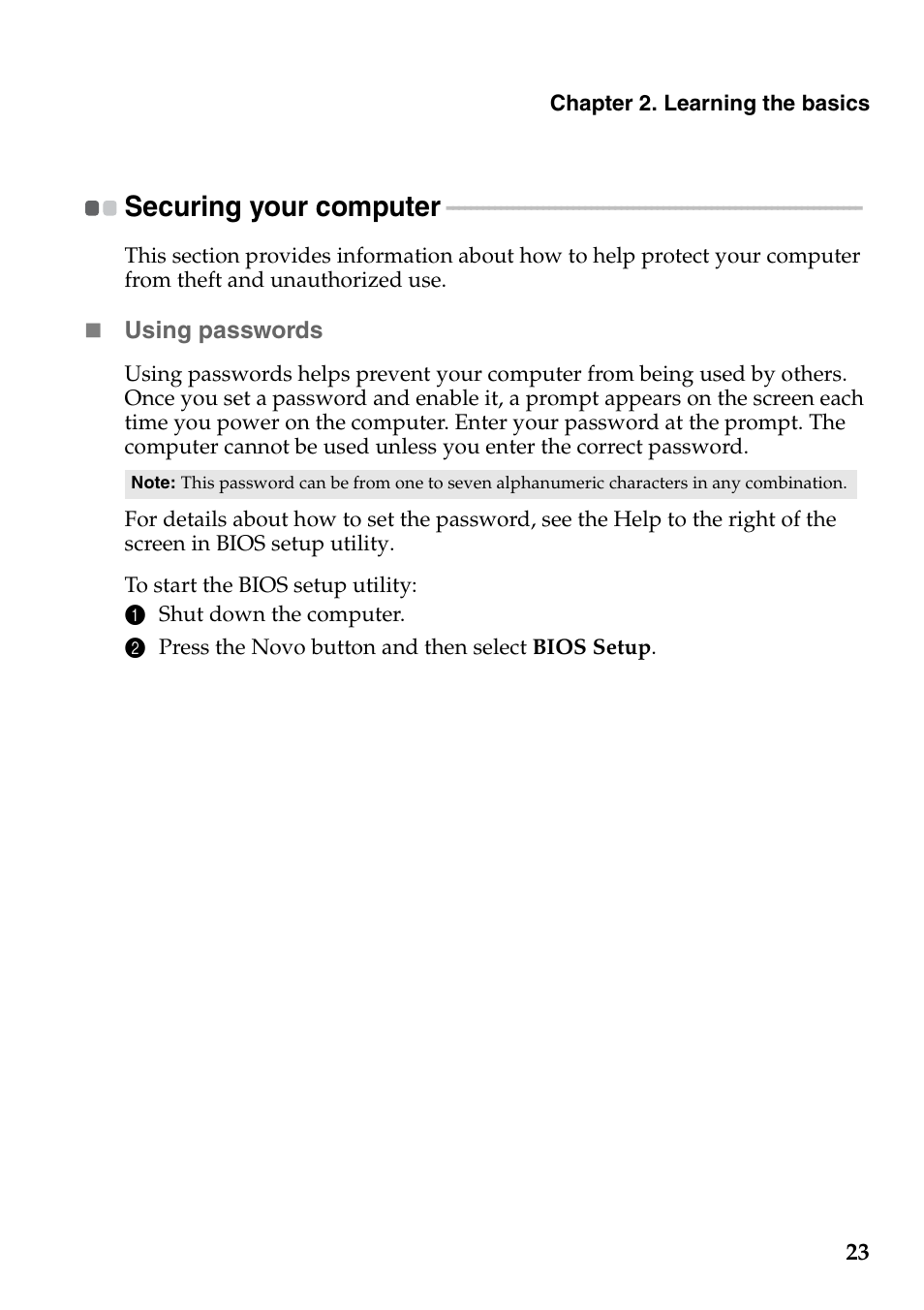 Securing your computer | Lenovo IdeaPad U310 Touch Notebook User Manual | Page 27 / 52