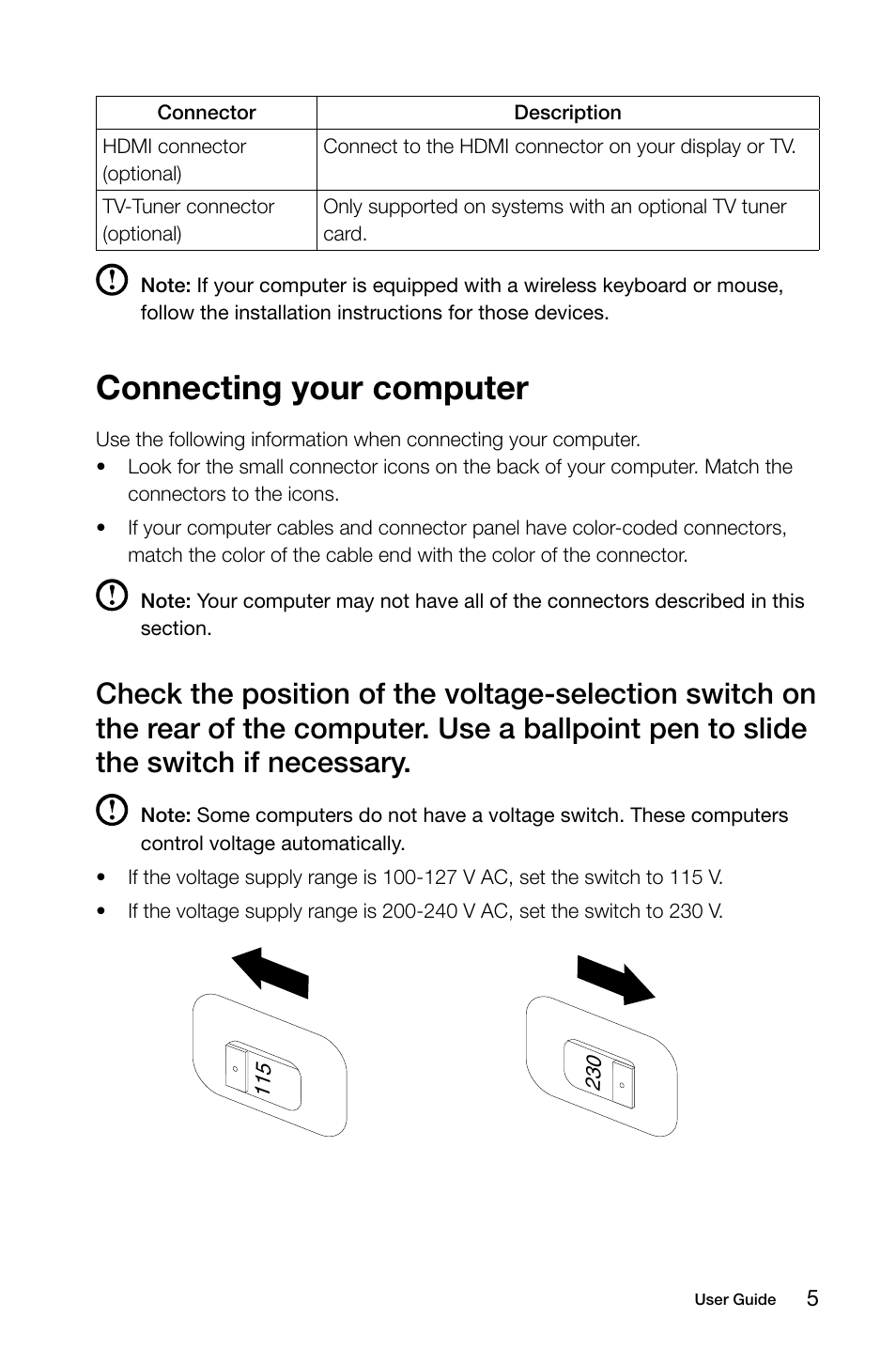 Connecting your computer | Lenovo E50-00 Desktop User Manual | Page 10 / 53