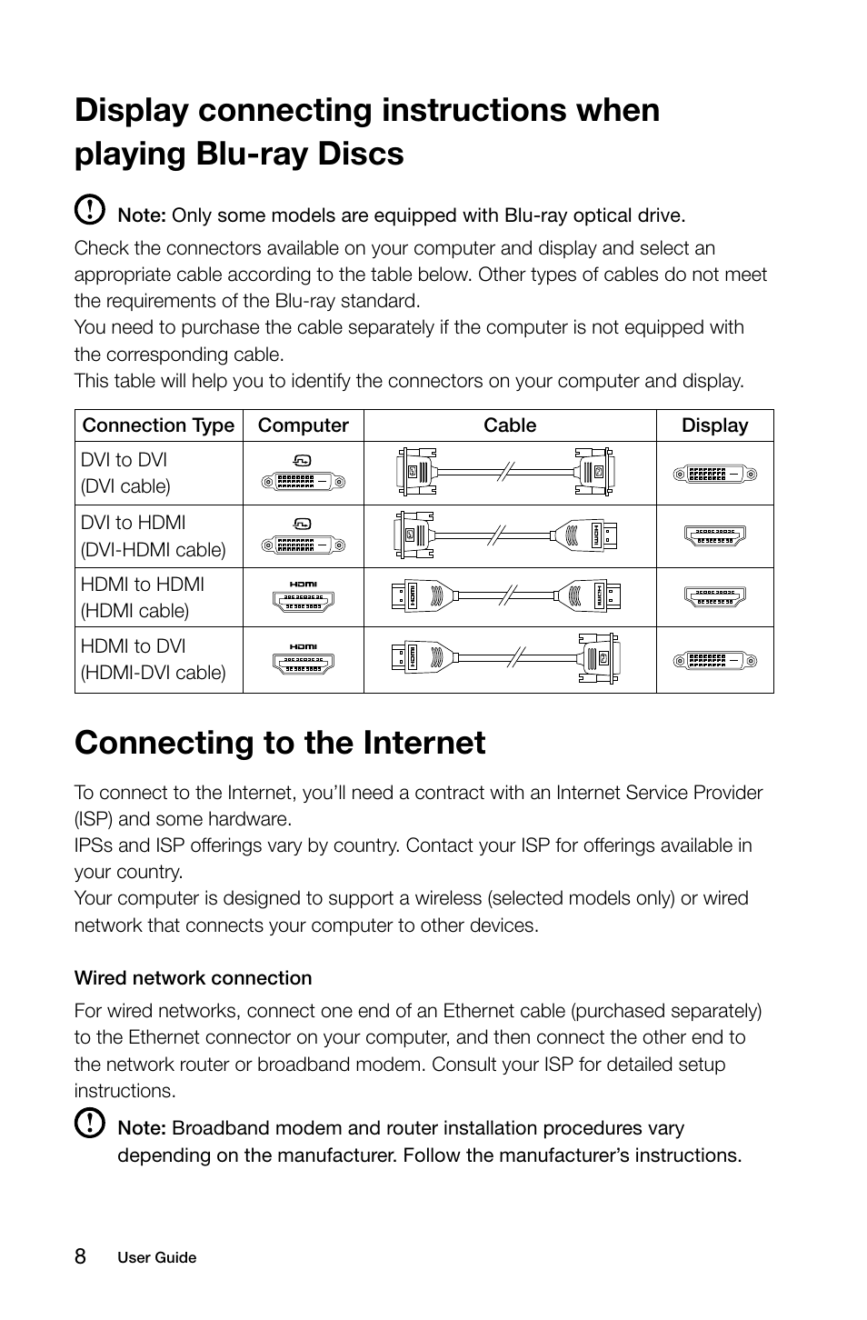 Connecting to the internet | Lenovo E50-00 Desktop User Manual | Page 13 / 53