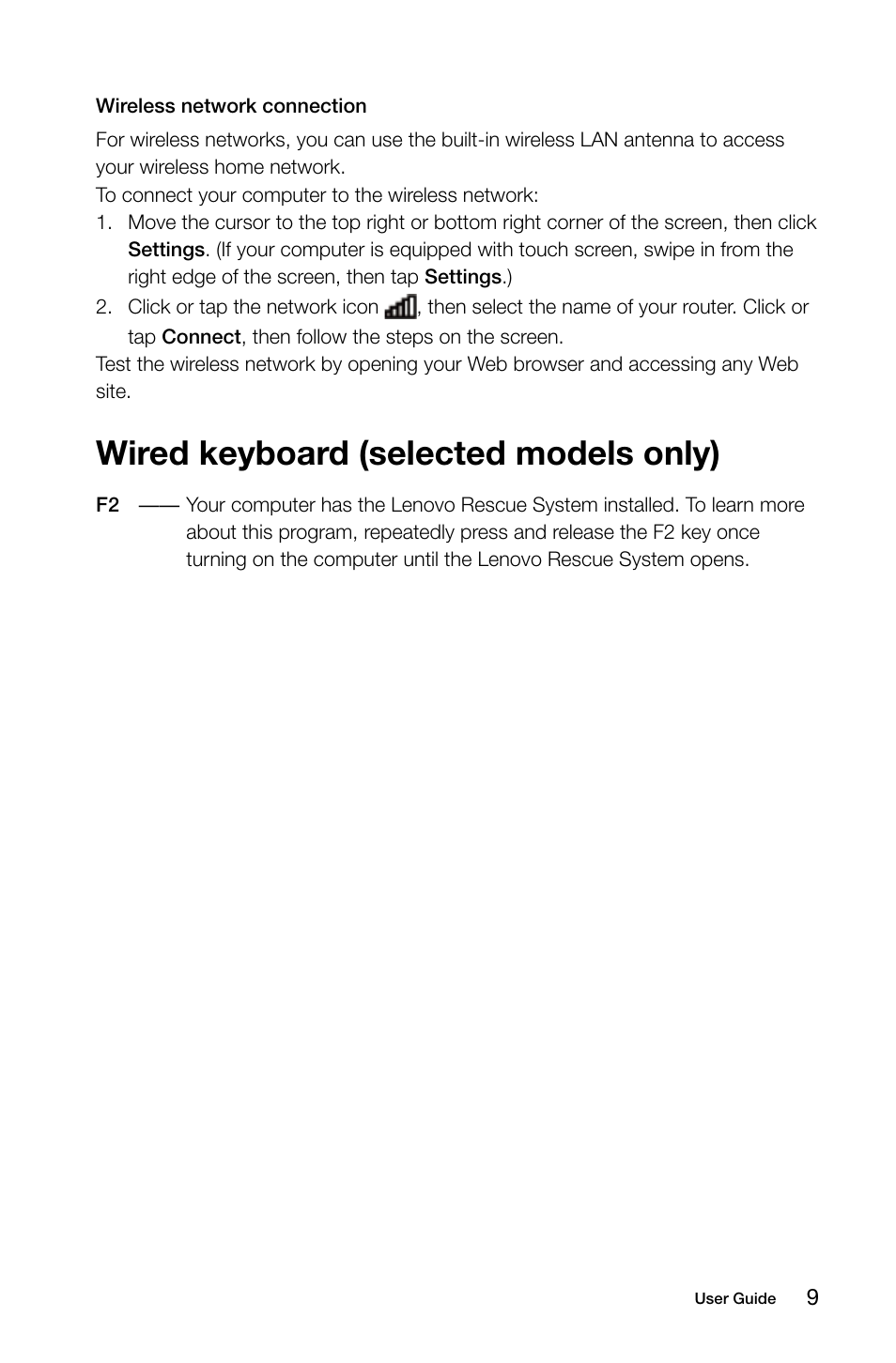 Wired keyboard (selected models only) | Lenovo E50-00 Desktop User Manual | Page 14 / 53
