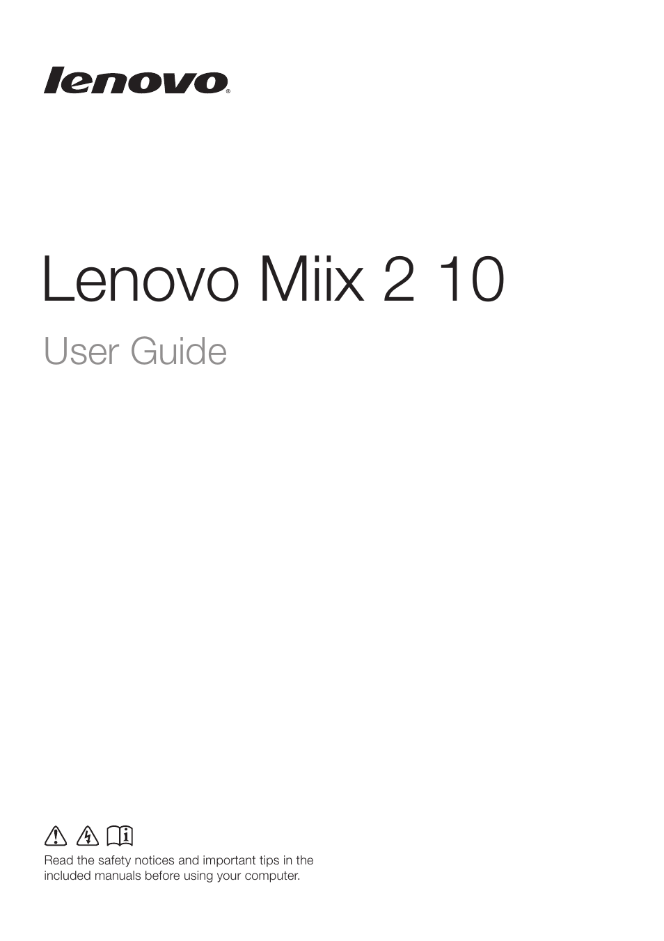 Lenovo Miix 2 10 Tablet Lenovo User Manual | 34 pages