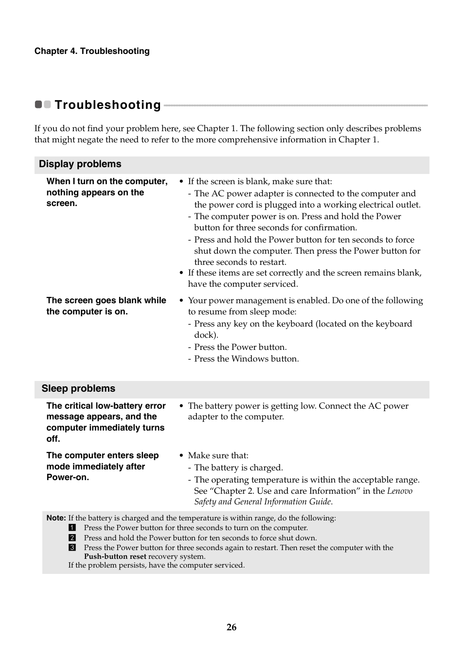 Troubleshooting | Lenovo Miix 2 10 Tablet Lenovo User Manual | Page 30 / 34