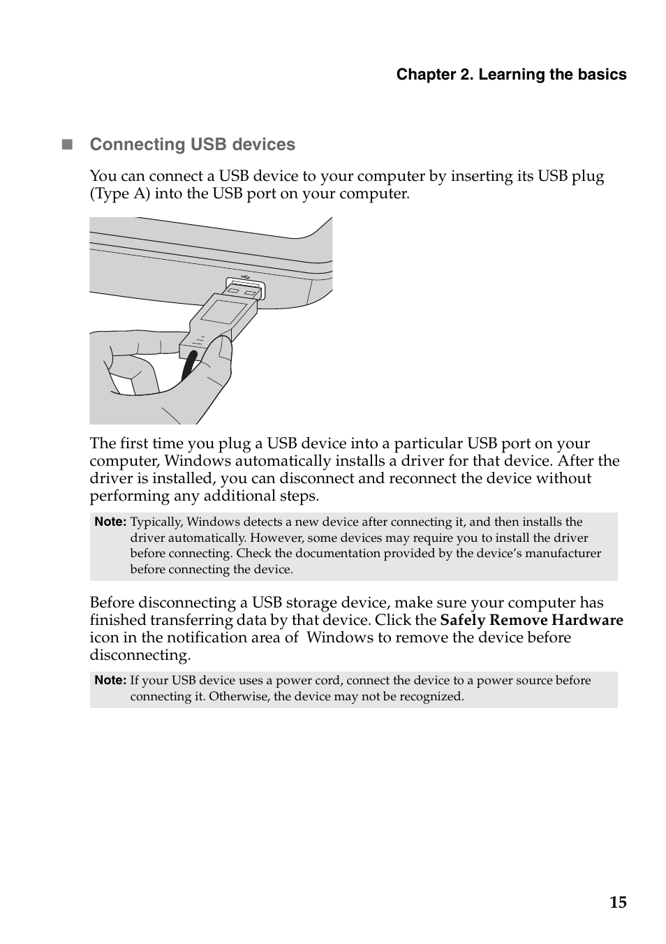 15  connecting usb devices | Lenovo G770 Notebook User Manual | Page 19 / 51