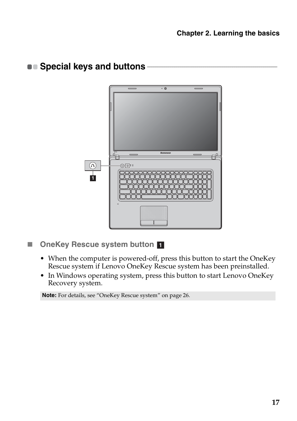 Special keys and buttons | Lenovo G770 Notebook User Manual | Page 21 / 51