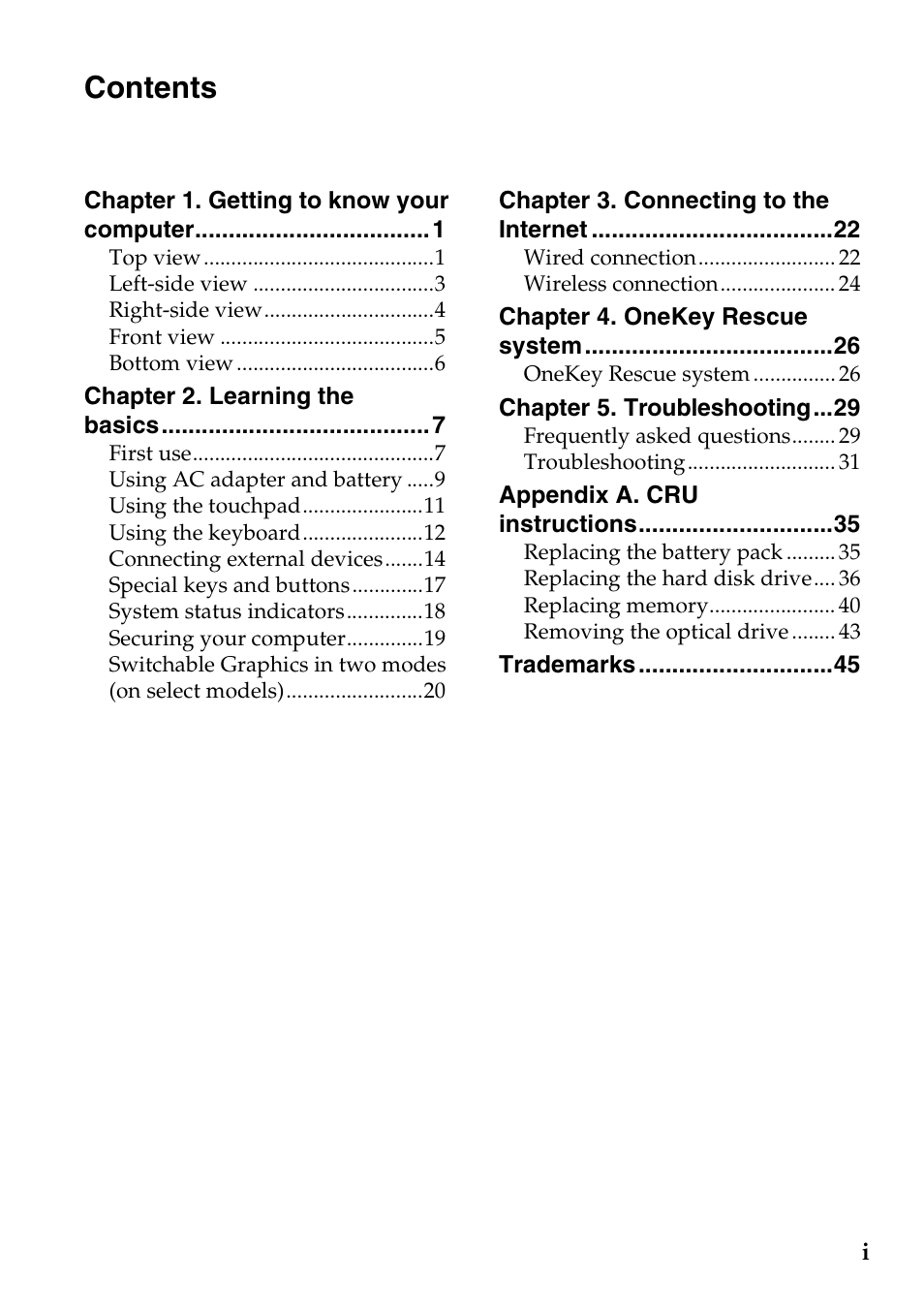 Lenovo G770 Notebook User Manual | Page 3 / 51