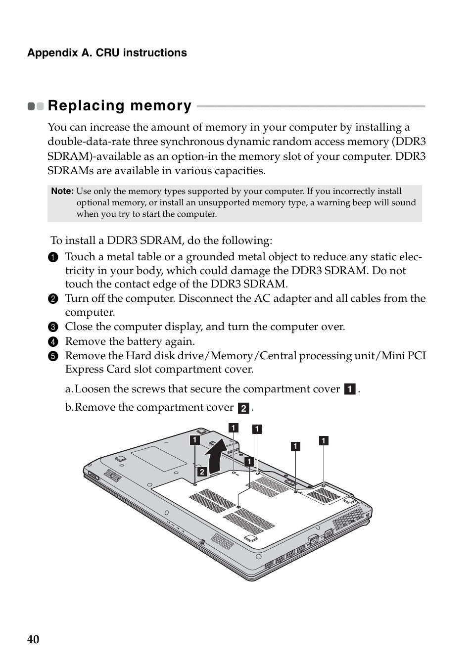 Replacing memory | Lenovo G770 Notebook User Manual | Page 44 / 51